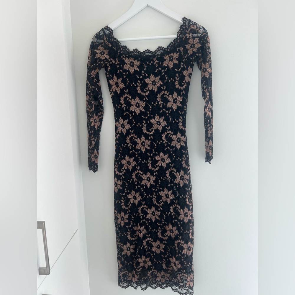 Forever Unique Midi Black Floral Dress - Size 2